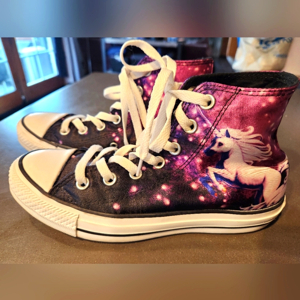 Unicorn High-Top Sneakers with Pink and Black Design